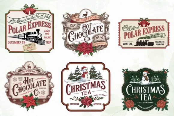 Vintage Christmas Label Sublimation 5