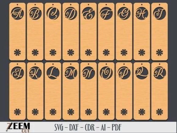 26 Monogram Bookmark SVG Laser Cut Files 2