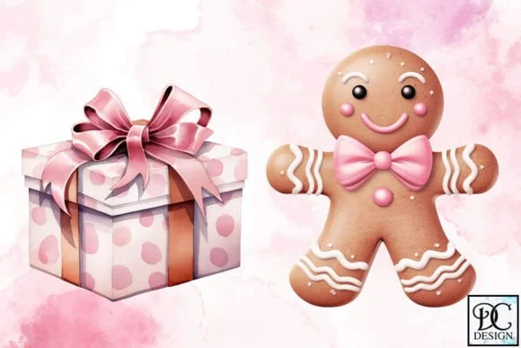 Cute Pink Christmas Clipart Bundle 4