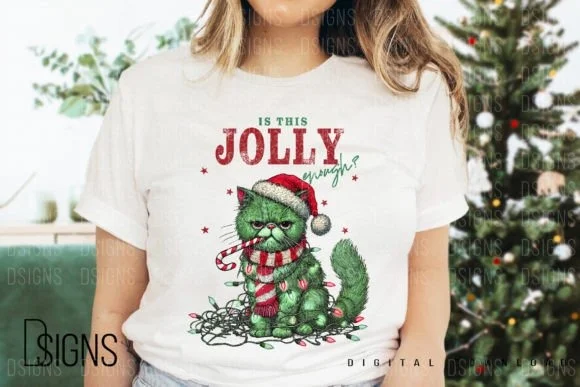 Vintage Christmas Funny Cat Sublimation 2
